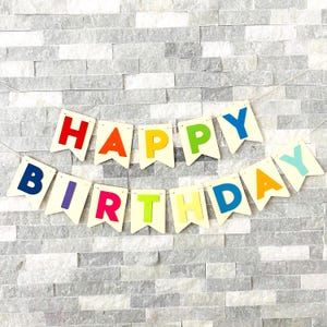 Happy Birthday Rainbow Banner, happy birthday banner, rainbow birthday banner, colorful birthday banner, rainbow party decorations