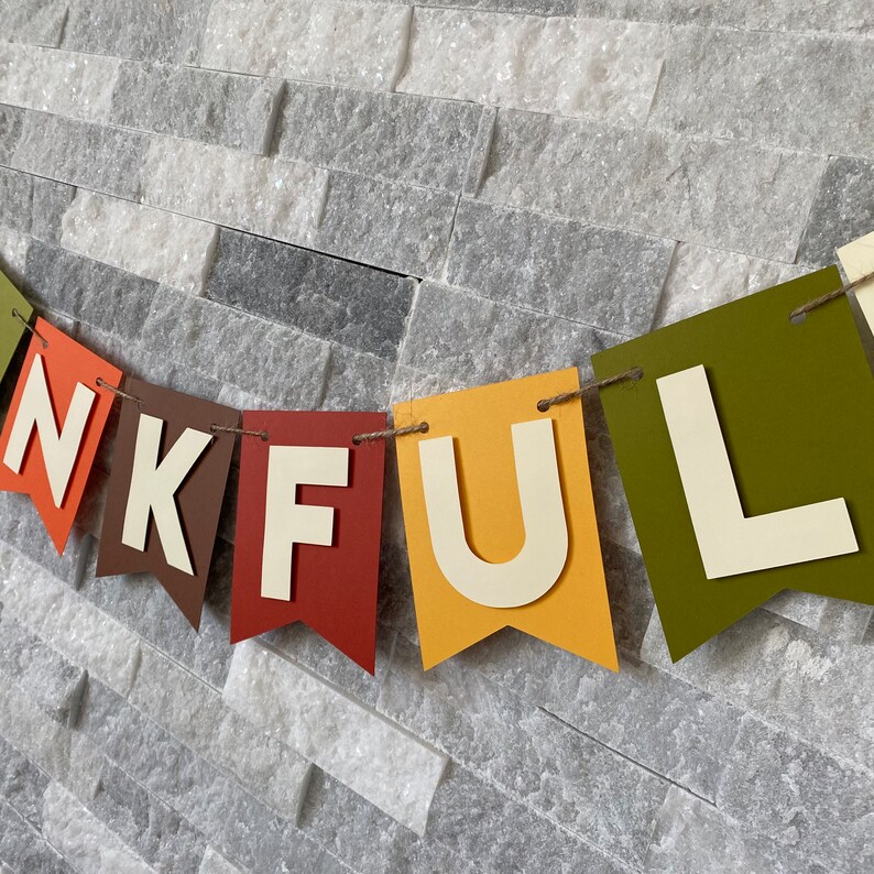 Thankful Banner, personalized fall banner, thanksgiving banner, thankful garland, fall mantel decor, thankful bunting, fall garland decor image 6