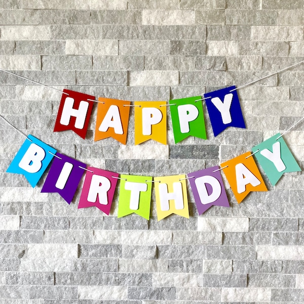 Happy Birthday Rainbow Banner, happy birthday banner, rainbow birthday banner, colorful birthday banner, rainbow party decorations