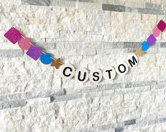 Custom Glitter Friendship Bracelet Banner: Teen Birthday Party Decor