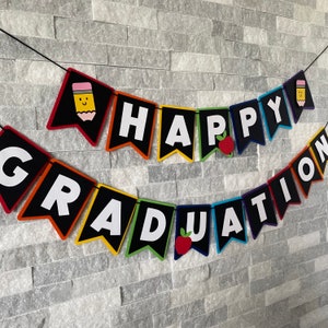 Happy Graduation banner, kindergarten graduation party decorations, pre-k graduation banner, congrats banner, class of 2024 banner