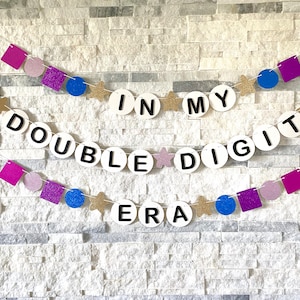 In my Double Digit Era Banner, Friendship Bracelet Birthday Banner, Birthday Era Party Decorations, Teen Birthday Decor, Eras Bead Banner