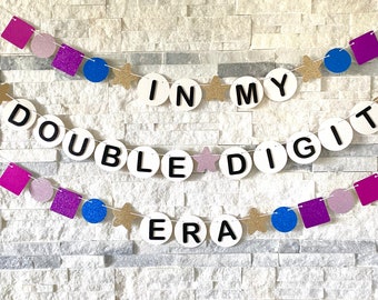 In my Double Digit Era Banner, Friendship Bracelet Birthday Banner, Birthday Era Party Decorations, Teen Birthday Decor, Eras Bead Banner