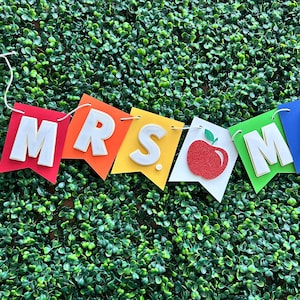 Personalized Teacher Banner, custom name banner, teacher gift, custom rainbow banner, classroom teacher name banner, classroom decorations