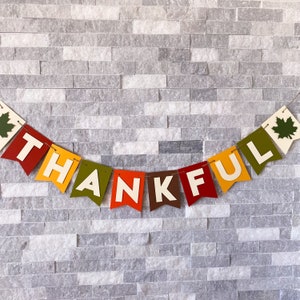 Thankful Banner, personalized fall banner, thanksgiving banner, thankful garland, fall mantel decor, thankful bunting, fall garland decor image 2