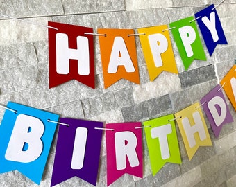 Happy Birthday Rainbow Banner: 3D Letter Party Decorations