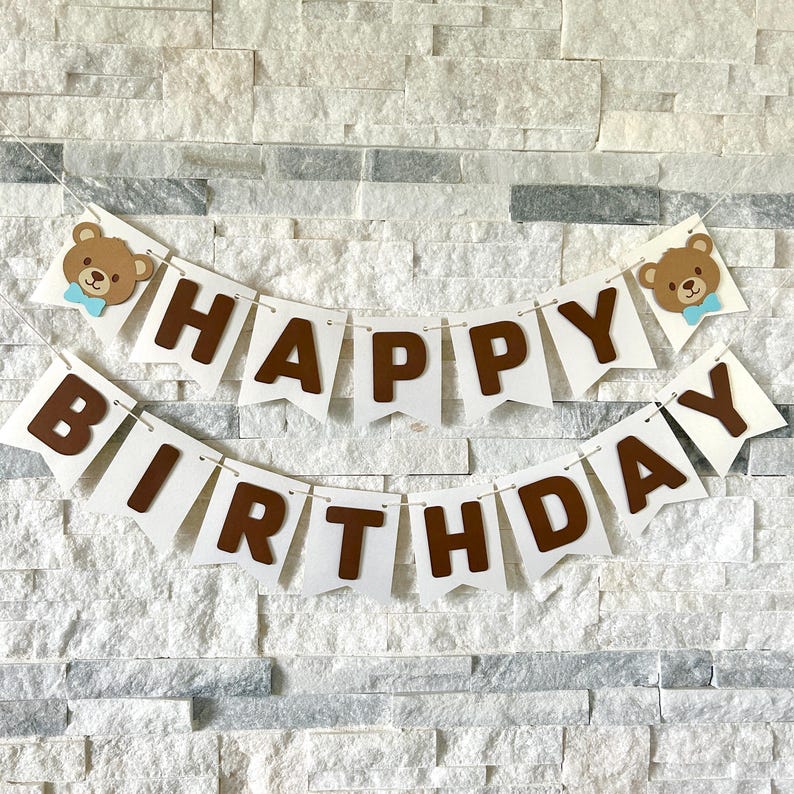 Beary Birthday Banner Decorations, Bear Happy Birthday Banner, Bear ...