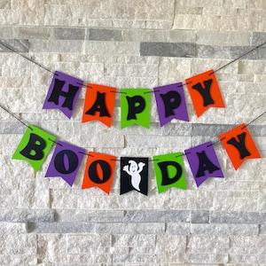 Happy Boo Day Banner, Halloween Party Dekor, Halloween Dekoration, Halloweengirlande, Halloween Hochstuhl Banner, Halloween Party Schild