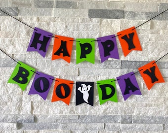 Happy Boo Day banner, halloween party decor, halloween decorations, halloween garland, halloween highchair banner, halloween party sign