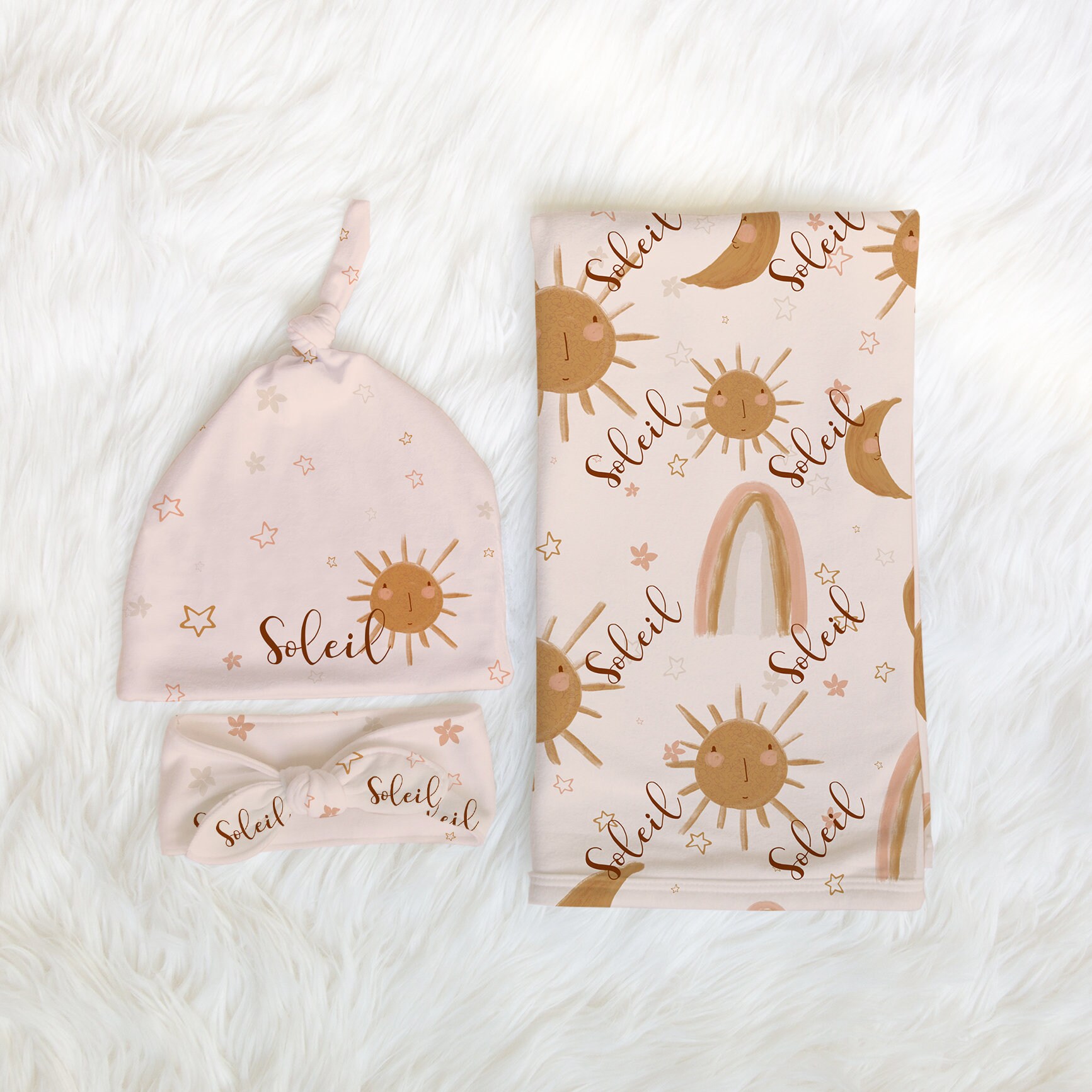 Custom Baby Name Swaddle Blanket and Hat Minky Headband Etsy