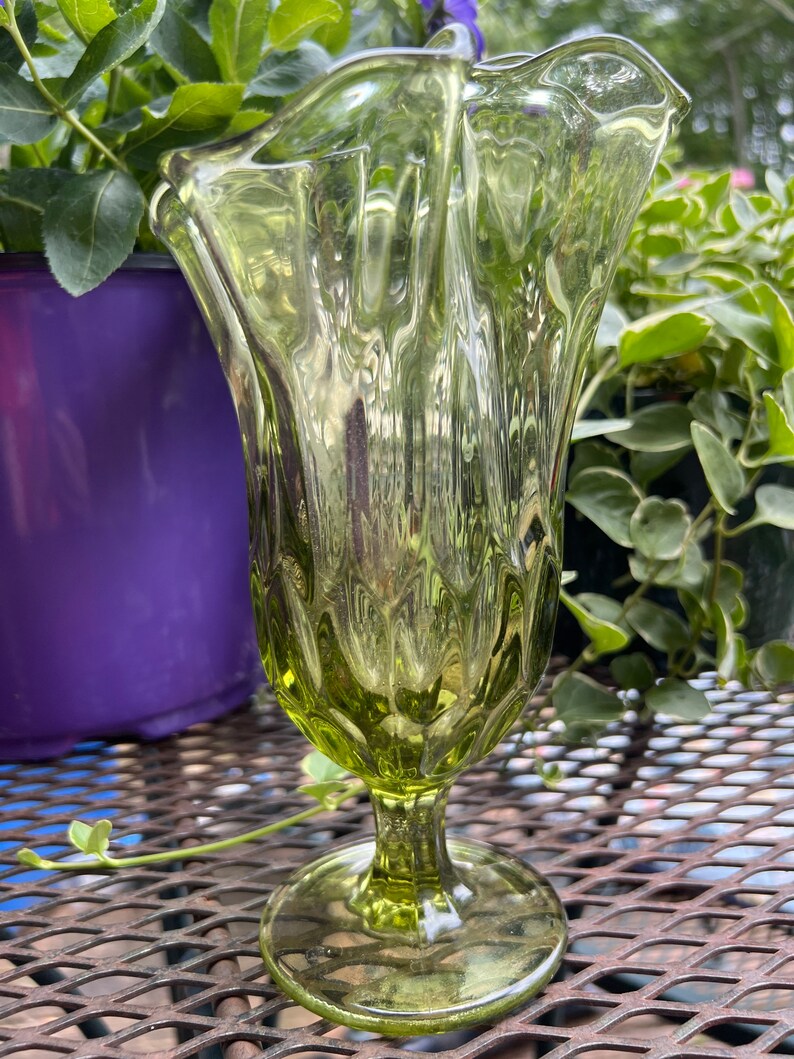Fenton Handkerchief Vase Colonial Green 1963 Pattern Number Etsy