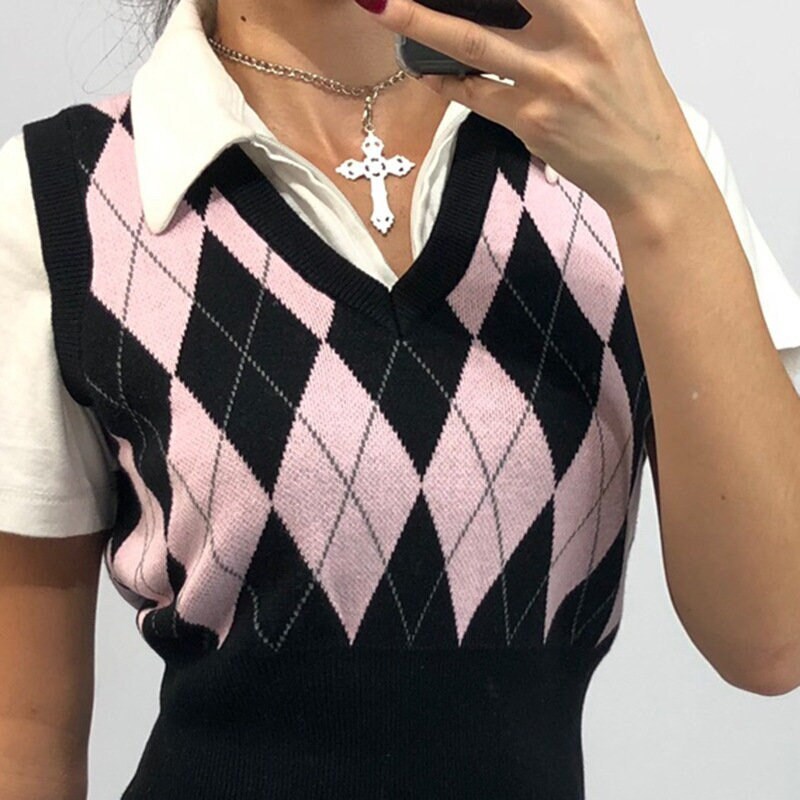 Pink Argyle Sweater - Etsy UK