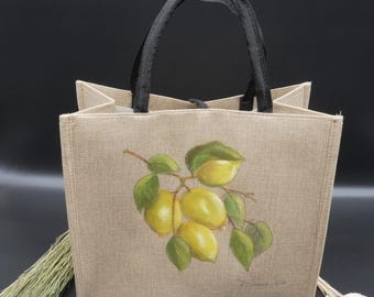 Hand Painted Linen Polyester Lined Tote Bag Spiritual Energy Market Tote Everyday Carry Bag Mystic Nature Decor Gift Boho Style Accessory