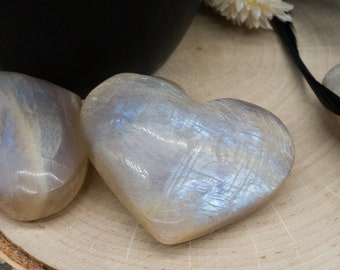 Blauer Blitz Mondstein Herz Kristall Schnitzerei Heilung Schutz Meditation Geschenk spirituelle Energie Liebe Fruchtbarkeit Palme Tasche Edelstein Edelstein