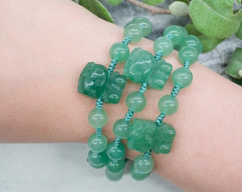 Green Aventurine Crystal Hello Kitty Bracelet Fashion Jewelry Cat Lover Gift Natural Stone Accessory Anime Kawaii Figurine Cartoon Character