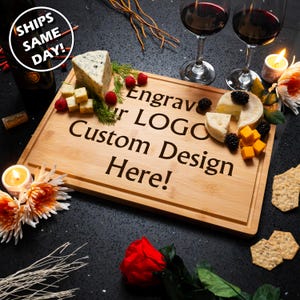 Custom Logo Cutting Board Personalized Charcuterie Gift Realtor Closing Present Business Branding Laser Engraved Wedding Anniversary Gift image 9