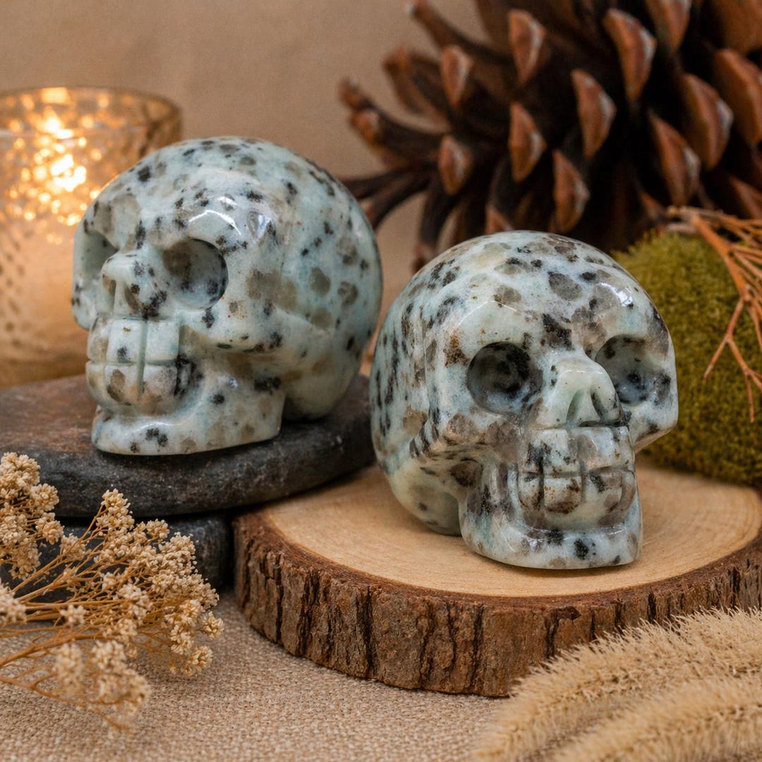 Natural Kiwi Jasper Crystal Skull Figurine Home Decor Gift Chakra
