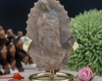 Moonstone Virgin Guadalupe Statue Spiritual Decor Gift Crystal Healing Energy Altar Display Sacred Protection Religious Home Decor Catholic