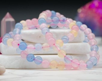 Natural Morganite Crystal Bracelet Heart Chakra Stone Handmade Jewelry Natural Gemstone Accessory Girls Spiritual Healing Crystals Gift