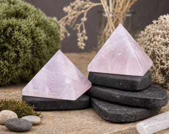 Rose Quartz Pyramid Crystal Spiritual Energy Meditation Room Altar Natural Gemstone Love Energy Stone Boho Shelf Home Office Desk Decor Gift
