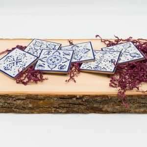 Unique Square Ceramic Talavera Coaster Tiles Blue & White Authentic Mexican Pottery Gift Barware Kitchen Drinkware Housewarming Wedding Gift