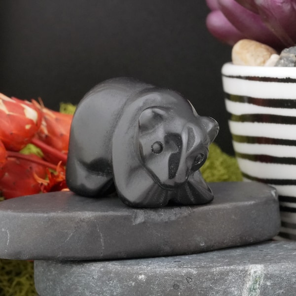 Mini Obsidiaan Zwarte Beer Kristallen Beeldje Mystieke Bescherming Decor Spirituele Energie Cadeau Natuur Geïnspireerde Sculptuur Meditatie Altaar Display