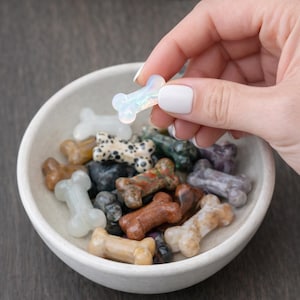Mini sculpture sur os en cristal naturel, figurine d'halloween, décoration de confettis de pierres précieuses pour animaux de compagnie, pierre de poche commémorative pour le souvenir, cadeau pour amoureux des chiens