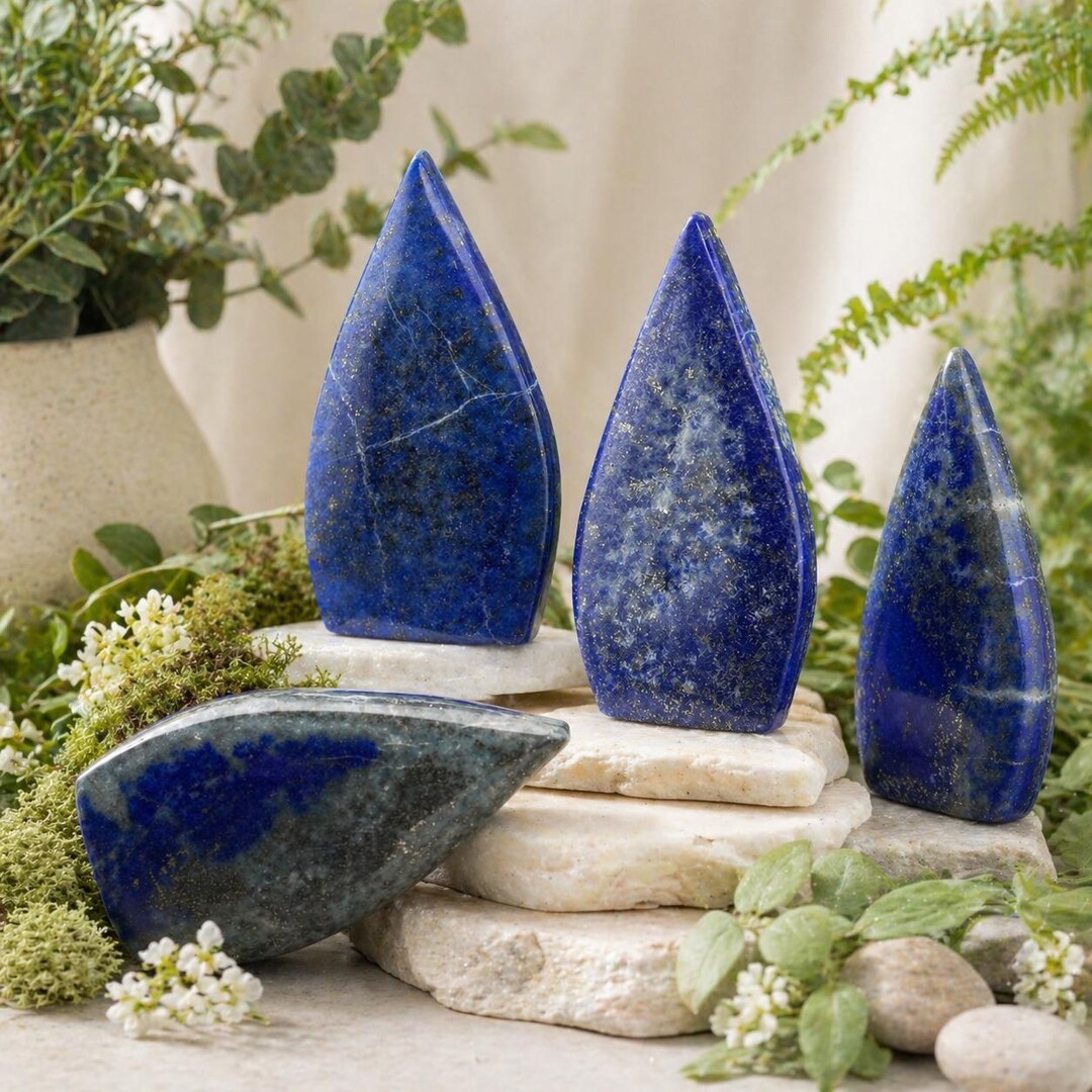 その他 Nature Remo E lite/Nature Remo Lapis Lapis Lazuli Freeform Flame UV Reactive Crystal Decor Spiritual
