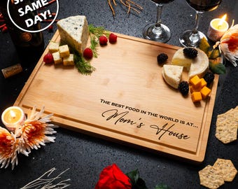 Personalized Cutting Board Gift for Mom Custom Name Charcuterie Tray Classic Kitchen Decor Engraved New Home Gift Basket Housewarming Gift