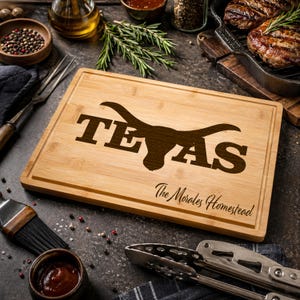 Personalized Texas Cutting Board Custom Southern Kitchen Decor Gift Engraved Name Housewarming Charcuterie Board Gift Texas Theme Party Tray