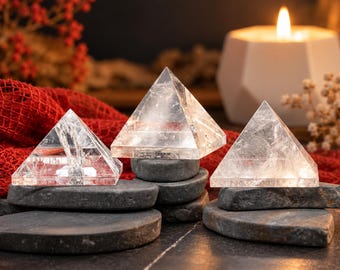 Clear Quartz Pyramid Crystal Energy Generator Natural Healing Power Negative Energy Cleanser Purification Stone Home Office Desk Decor Gift