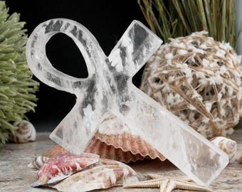 Clear Quartz Ankh Crystal Spiritual Protection Decor Gift Energy Cleansing Altar Stone Sacred Symbol Meditation Display Boho Home Decor Gift