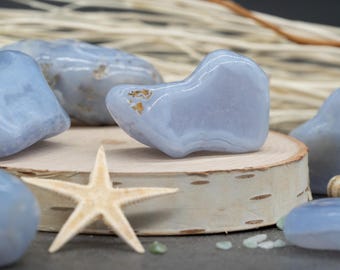 Blue Lace Agate Crystal Tumbled Stone Healing Protection Natural Gemstone Spiritual Energy Blue Chalcedony Crystal Pocket Stone Tray Decor
