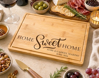 Personalized Cutting Board Wooden Charcuterie Board Gift for First Home Engraved Housewarming Gift Custom Wedding Gift Bridal Shower Present
