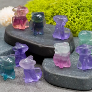 Rainbow Fluorite Crystal Dragon Carving Stone Healing Protection Trinket Tier Tray Home Decor Figurine Cute Cartoon Character Gift for Kids