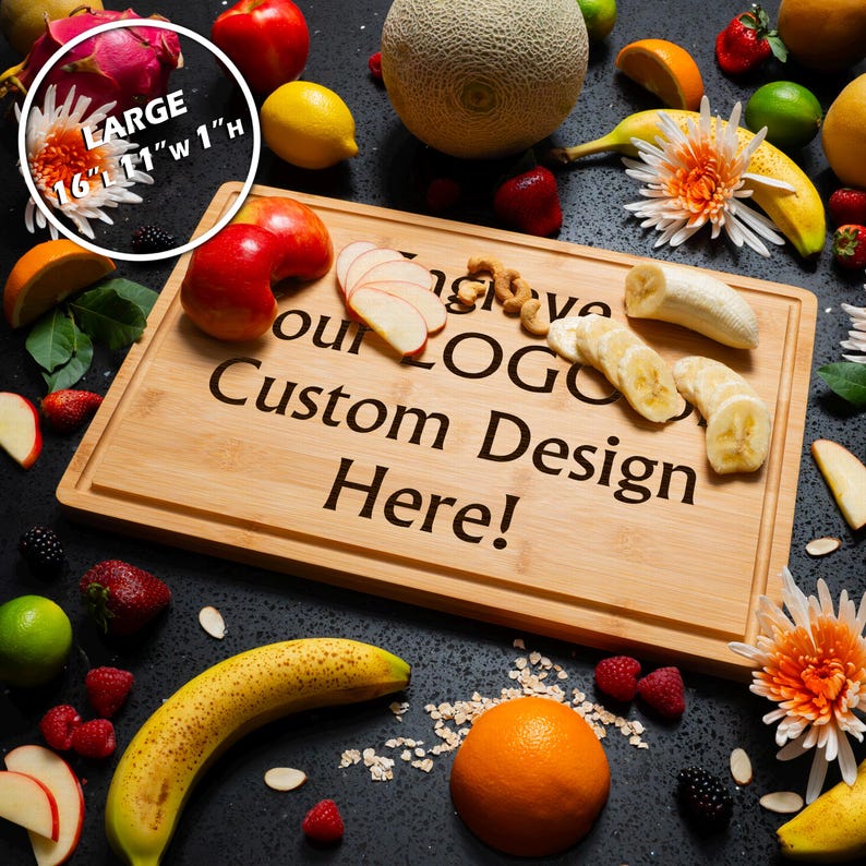 Custom Logo Cutting Board Personalized Charcuterie Gift Realtor Closing Present Business Branding Laser Engraved Wedding Anniversary Gift 16x11x1" BEST SELLER