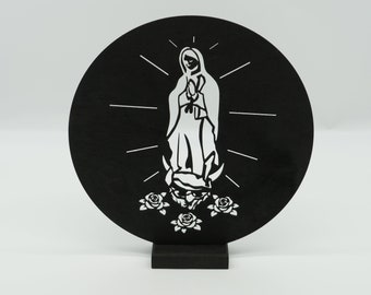 Arte de madera de la Virgen de Guadalupe, Nuestra Señora de Guadalupe, decoración religiosa mexicana, Virgen María, decoración del hogar, regalo de inauguración de la casa, figura de oración
