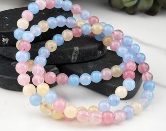 Natural Morganite Bracelet Crystal Jewelry Gift Spiritual Healing Calming Wearable Gemstone Protection Charm Meditation Accessory Boho Stone