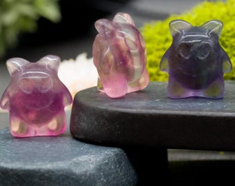 Fluorite Mini Gengar Pokemon Crystal Figurine Anime Ghost Spirit Decor Gift Idea Spiritual Collectible Playful Energy Display Home Shelf