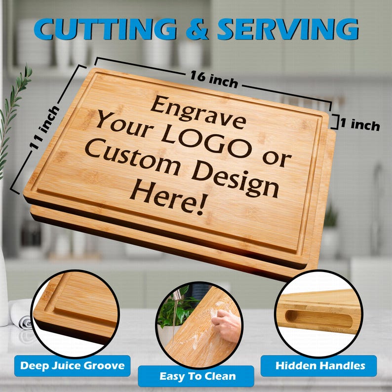 Custom Logo Cutting Board Personalized Charcuterie Gift Realtor Closing Present Business Branding Laser Engraved Wedding Anniversary Gift image 3