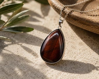 Colgante de cristal ojo de tigre rojo natural, joyería de piedras preciosas, piedra para equilibrar la energía de los chakras, amuleto para meditación, regalo de joyería de estilo bohemio