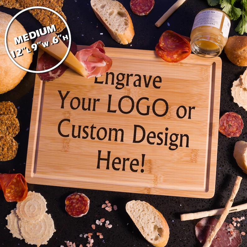 Custom Logo Cutting Board Personalized Charcuterie Gift Realtor Closing Present Business Branding Laser Engraved Wedding Anniversary Gift 12x9x.6"