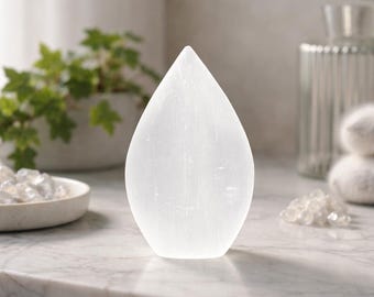 Selenite Crystal Freeform Flame Satin Spar Spiritual Protection Gift Meditation Stone Moon Altar Display Energy Balancing Crystal Home Decor