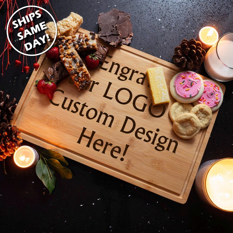 Custom Logo Cutting Board Personalized Charcuterie Gift Realtor Closing Present Business Branding Laser Engraved Wedding Anniversary Gift image 8