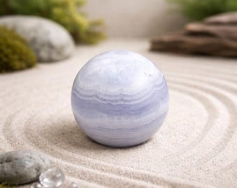 Druzy Blue Lace Agate Sphere Boho Crystal Decor Gift Spiritual Protection Stone Meditation Altar Display Energy Balancing Crystal Gemstone