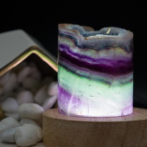 Fluorite Raw Edge Crystal Lamp Protection Meditation Altar Spiritual Energy Home Decor Gift Chakra Balance Stone Purple Bedroom Night Light