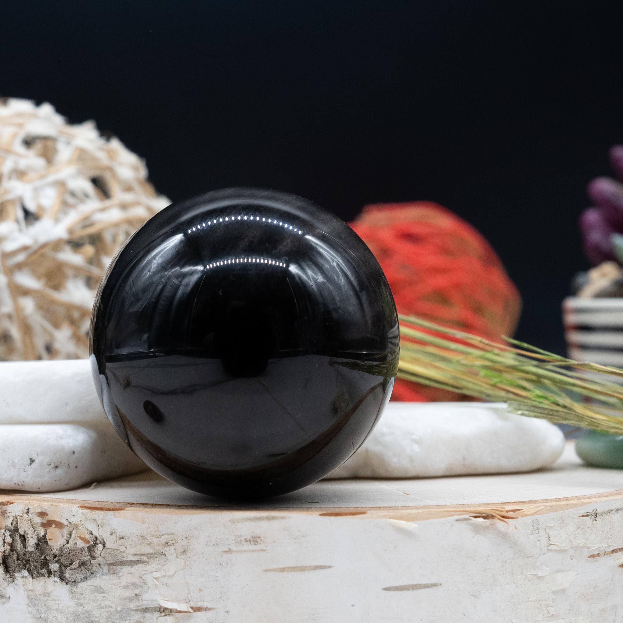 Skrying Stone Obsidian Crystal Sphere Black Stone Healing Protection Crystal Scrying ...
