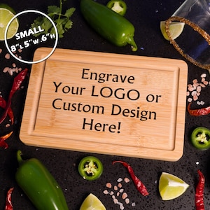 Custom Logo Cutting Board Personalized Charcuterie Gift Realtor Closing Present Business Branding Laser Engraved Wedding Anniversary Gift 8x5x.6"