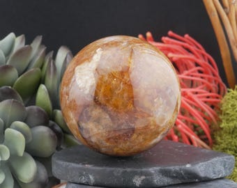 Golden Healer Quartz Crystal Sphere Healing Protection Crystal Housewarming Gift Altar Home Decor Meditation Chakra Stone Yellow Honey Ball