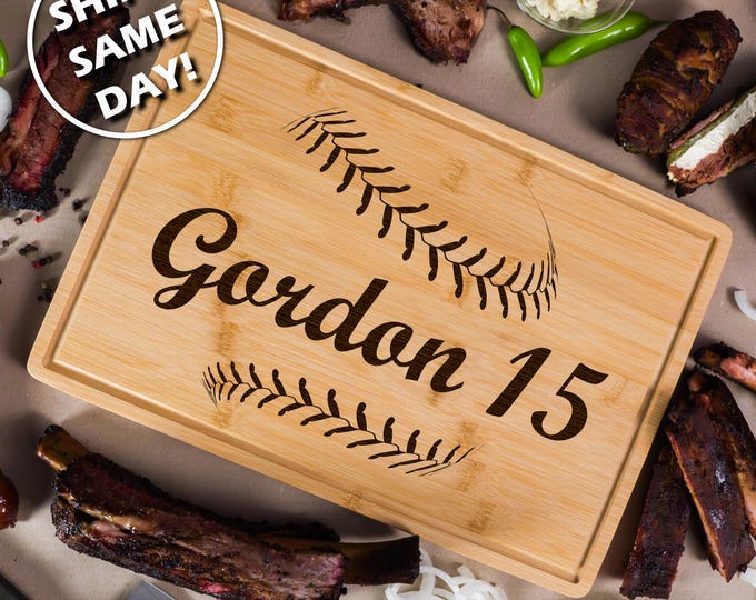 Personalized Cutting Board Custom Charcuterie Board Kitchen Decor Baseball Team Player Name Engraved Coach MVP Award Sports Trophy Gift Idea